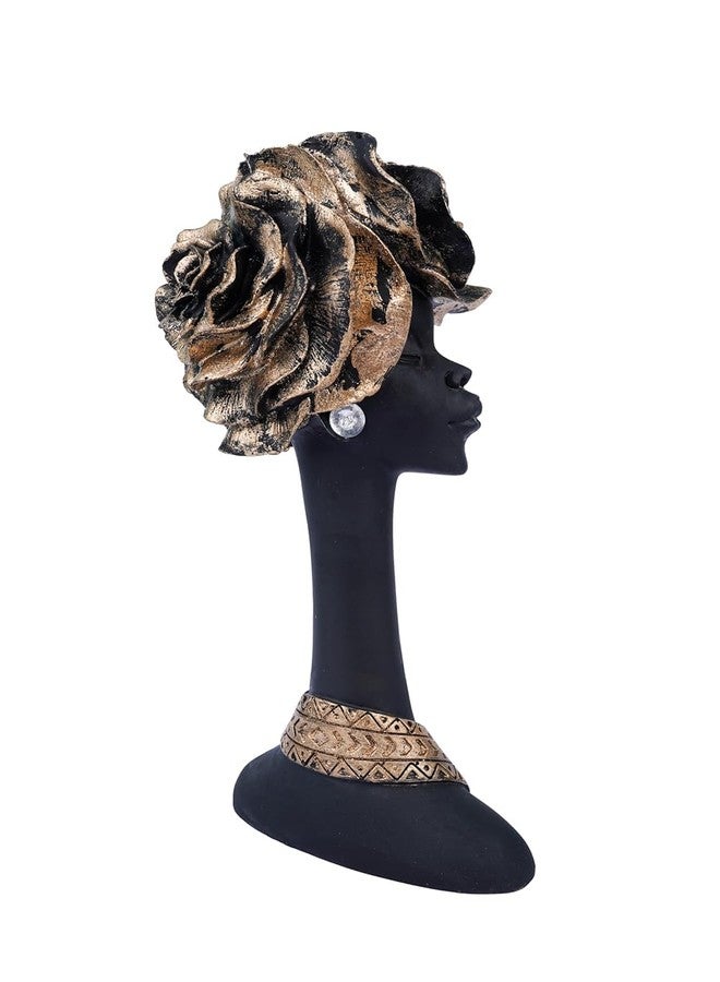 Ramashram African Lady Resin Bust Statue with Golden Rose Headpiece I Elegant Home Decor Figurine for Living Room & Office - 11 Inch - Image 5